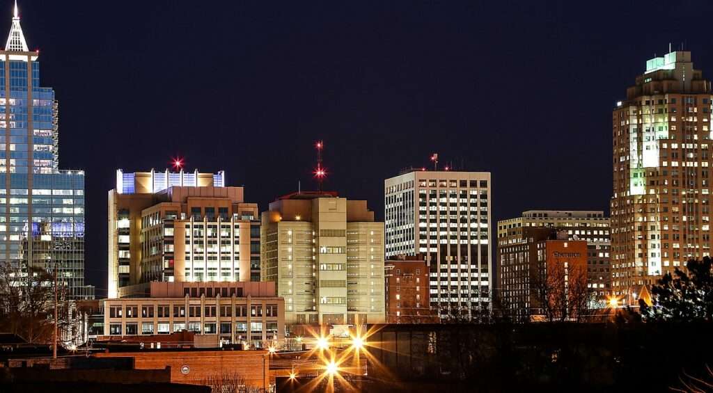 Raleigh City At Night Photography